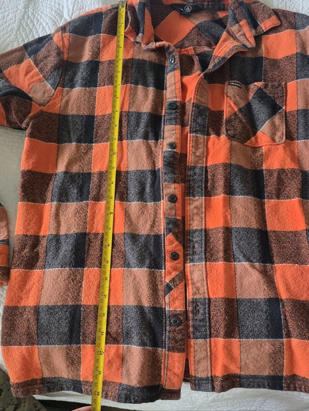 Volcom Orange and Black Plaid Classic Fit Long Sleeve Button Up - Picture 7 of 11